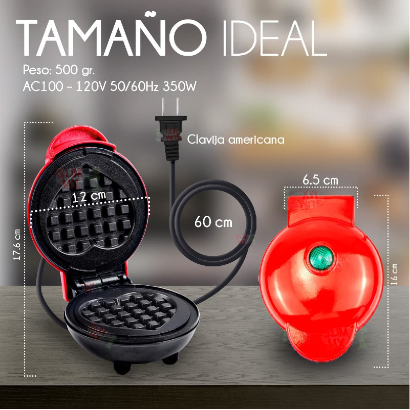 Mini Waflera Eléctrica Forma De Corazon