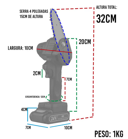 Mini Motosierra Portátil 24v Doble Bater