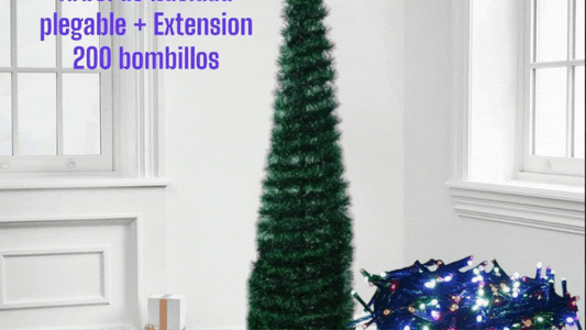 Arbol de Navidad VerdeT Plegable +Luces