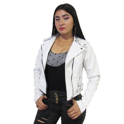 Chaqueta corta para dama en cuero tex