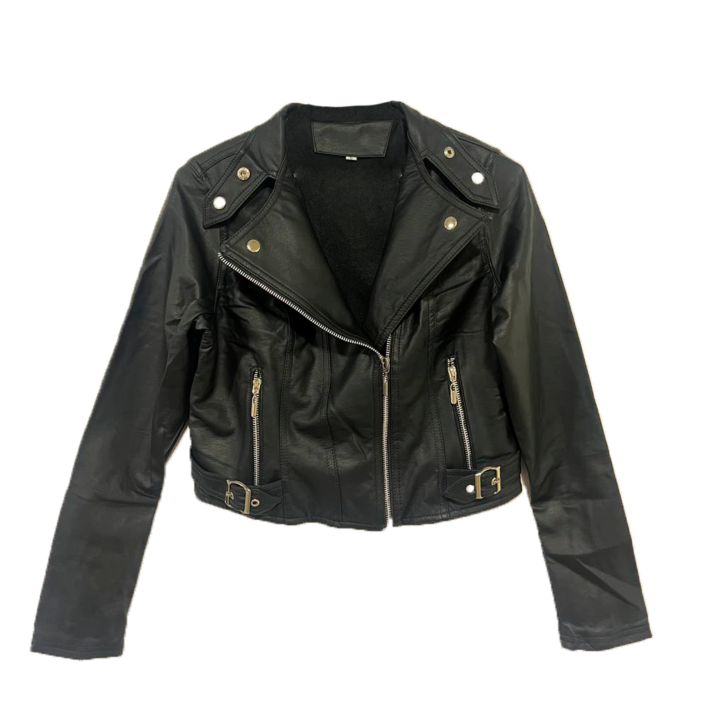 Chaqueta corta para dama en cuero tex