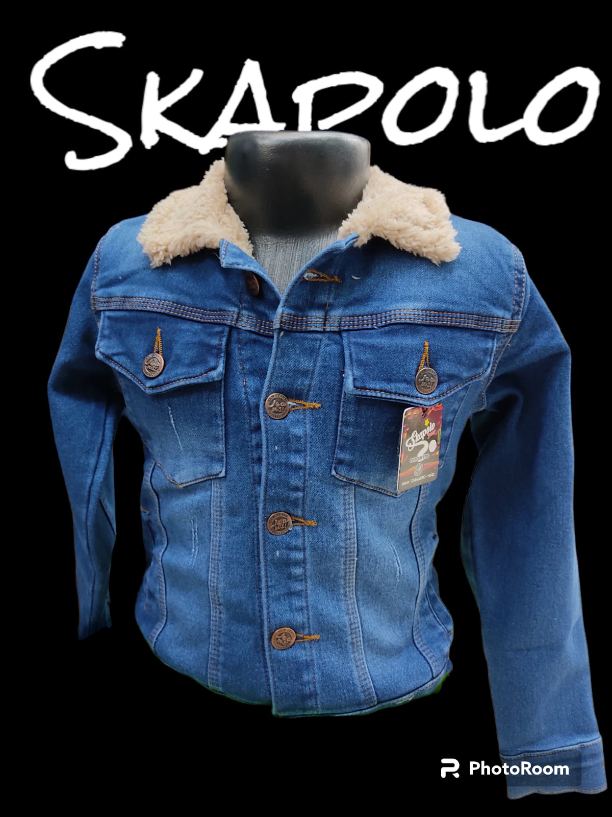 Chaqueta en jean con ovejero niño T68B