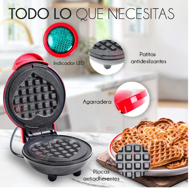 Mini Waflera Eléctrica Forma De Corazon
